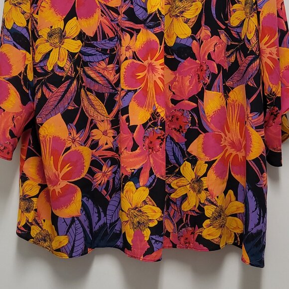 Beautiful by Lawrence Zarian Womens Tunic Top 2X Plus Floral 3/4 Sleeve Multicor - Picture 11 of 15
